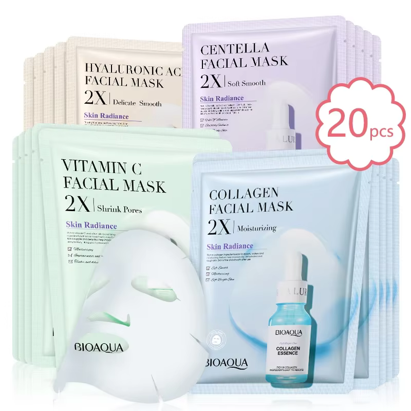 20 pièces/5 pièces Centella collagène masque Facial VC hydratant rafraîchissant feuille masques acide hyaluronique