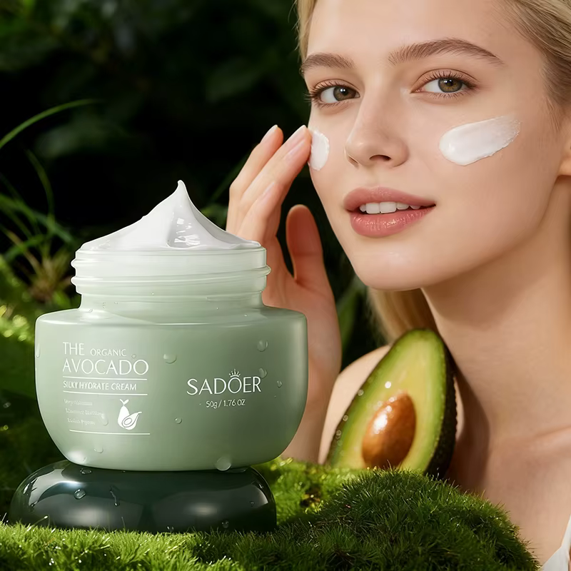 Crème hydratante pour le visage à l'avocat biologique SADOER - Hydratation intense
