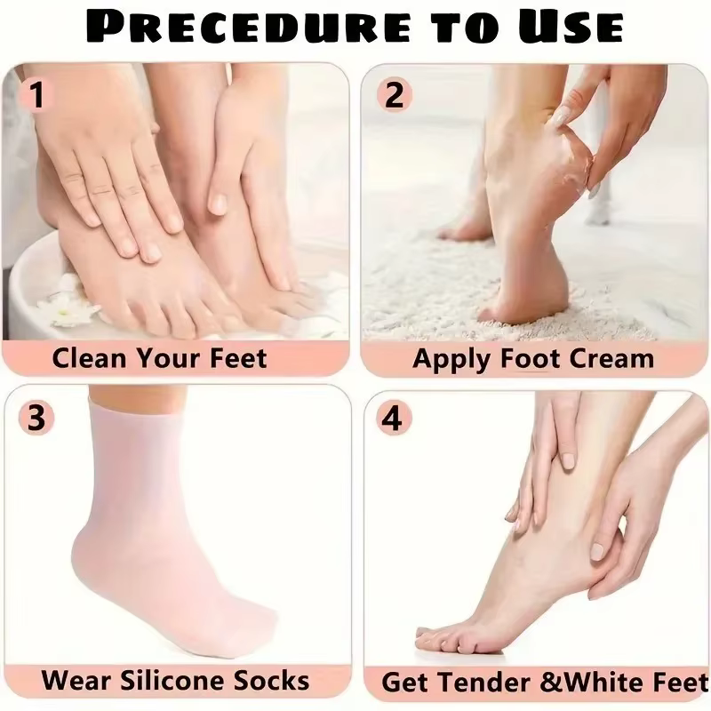 Chaussettes hydratantes en silicone élastique pour les pieds secs et gercés