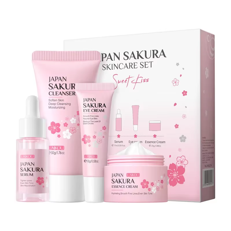 Coffrets de soins pour la peau Laikou Sakura avec nettoyant