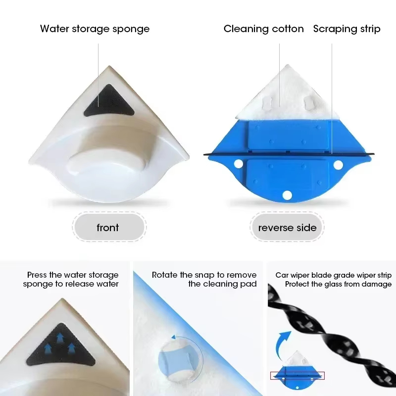 Nettoyeur de vitres magnétique double face, essuie-glace de grande hauteur avec système de Drainage automatique pour le nettoyage multi-surfaces du bureau et de la maison