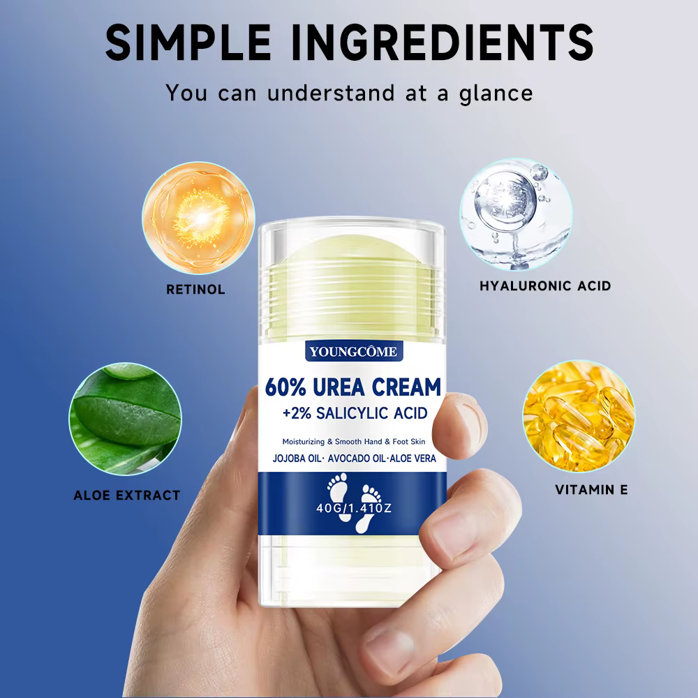 2 pièces 60% crème pour les pieds à l'urée + 2% acide salicylique soin hydratant intensif