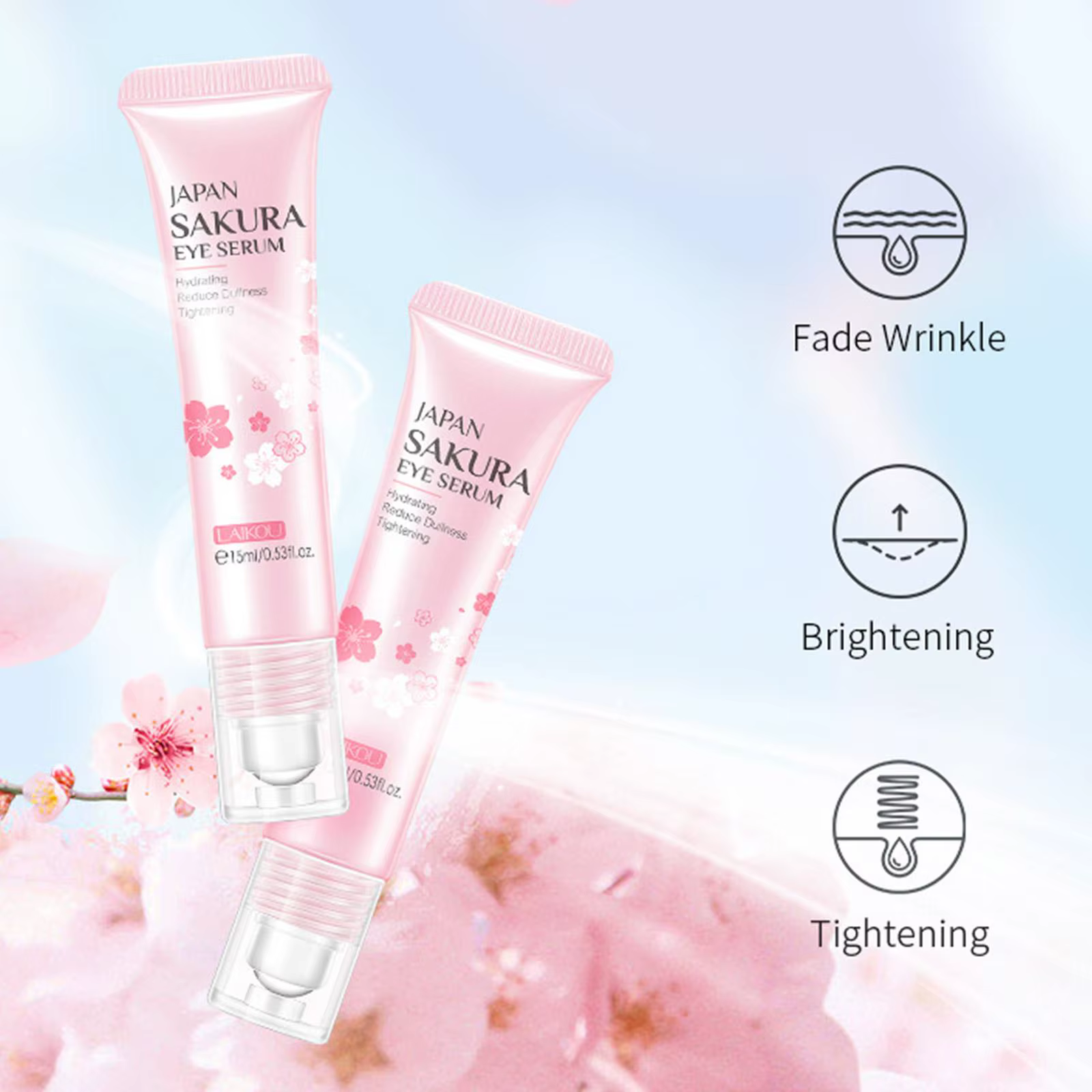 Sakura-Crème essence pour les yeux avec boule de massage