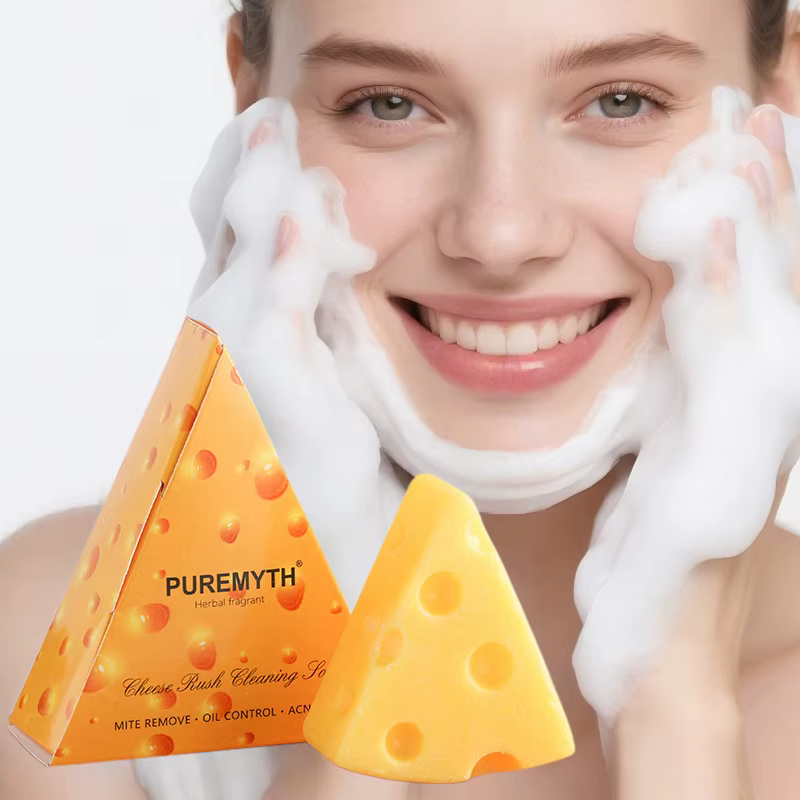 Savon à l'huile essentielle fait à la main pour tours de sel de mer au fromage, barre de contrôle de l'huile hydratante pour le visage et le corps, combat l'acné/acariens