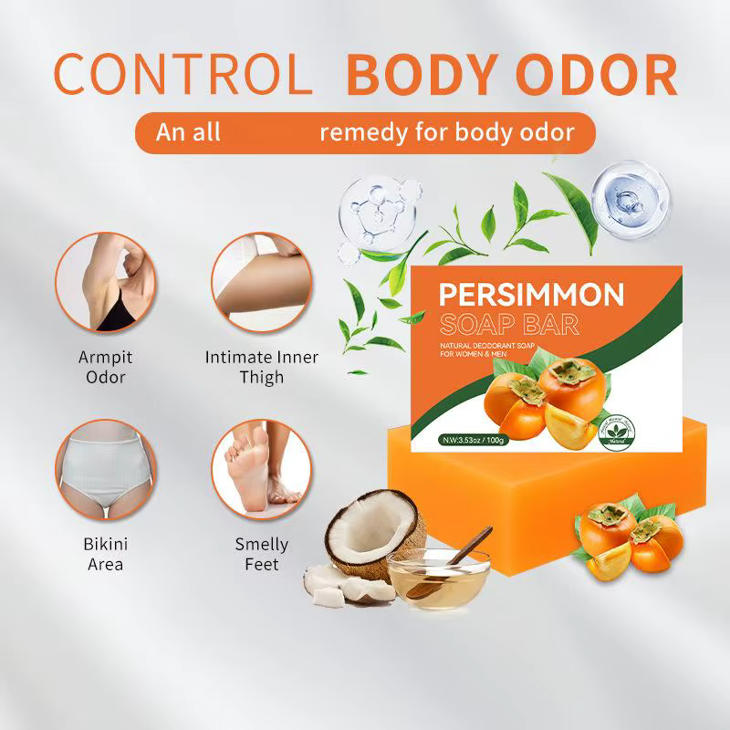 Savon Nettoyant au Kaki 100g/200g Soin Corps et Visage Exfoliant