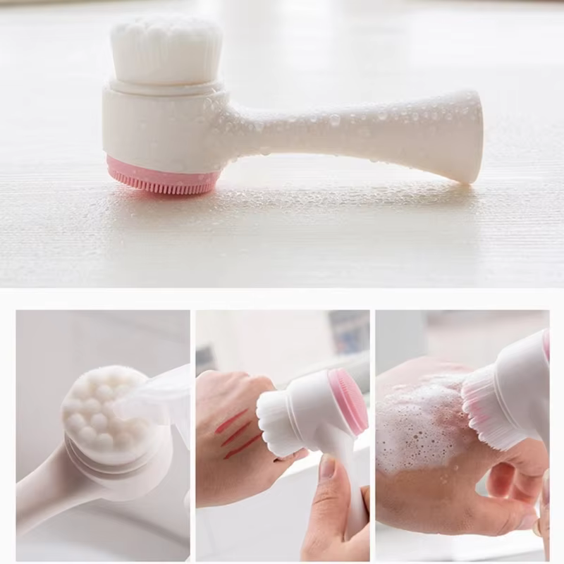 Brosse nettoyante faciale 3D double face en silicone souple