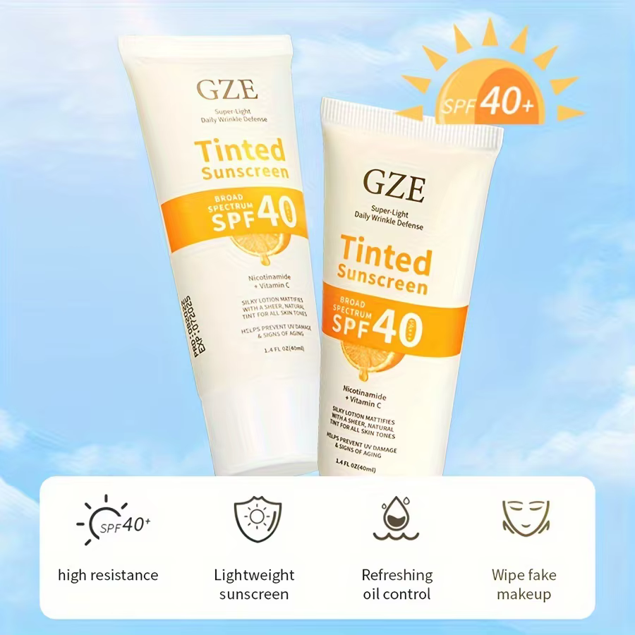 Crème solaire teintée à la vitamine C avec éventuelles F 40