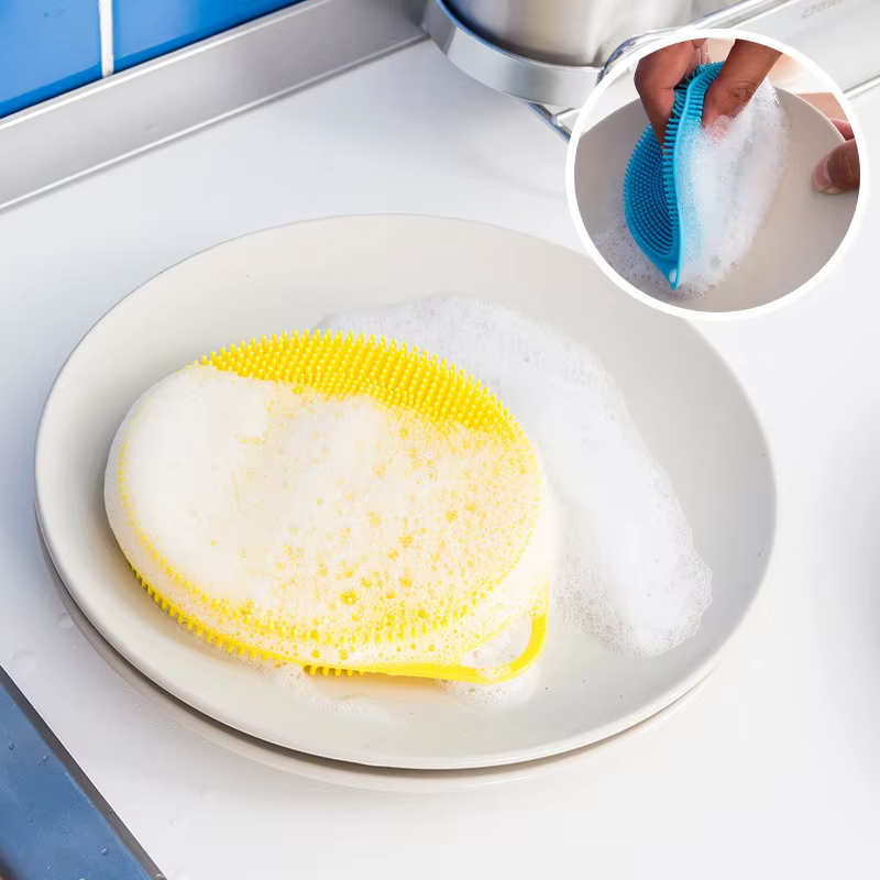 Brosses de nettoyage magiques rondes en Silicone, Gadgets de cuisine, brosse de lavage des fruits, tampon isolant, nettoyeur de bol de Pot, accessoires de cuisine
