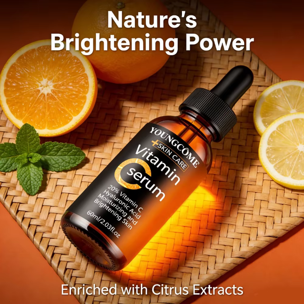 YOUNGCOME Sérum à l'acide hyaluronique à la vitamine C - Essence pour le visage hydratante et raffermissante quotidienne pour tous les types de peau 40/60ML