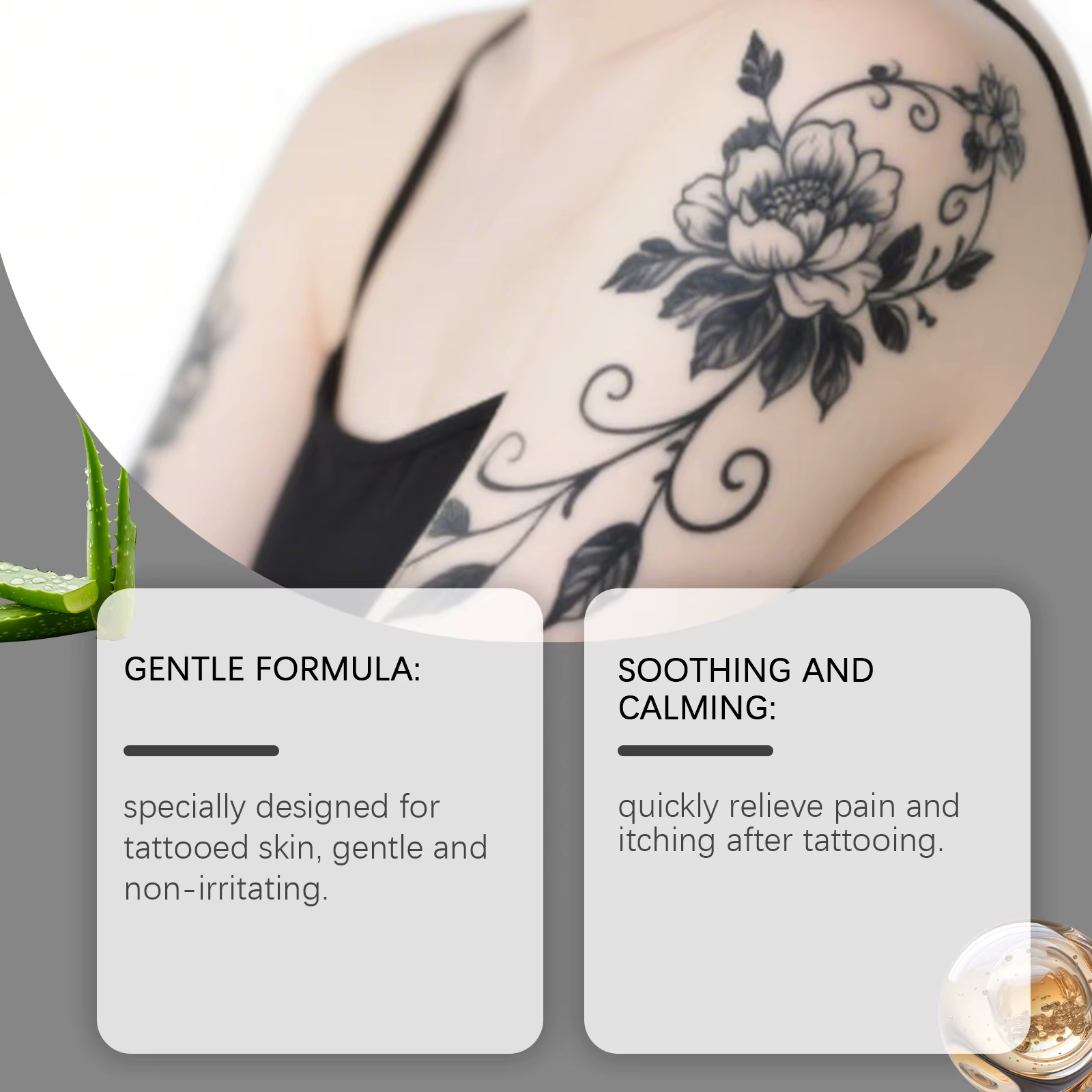 Crème de soin après tatouage 20g avec Aloe Vera et Vitamine E, hydratante, apaisante, anti-rougeurs pour la préservation de la couleur