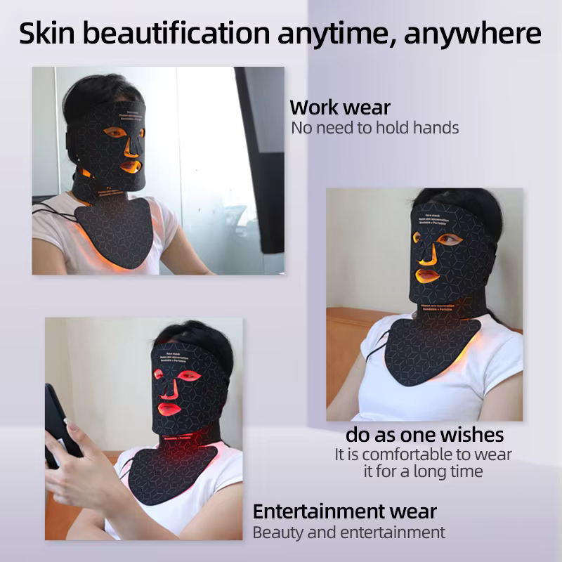 Masque facial à LED 4 couleurs avec cou
