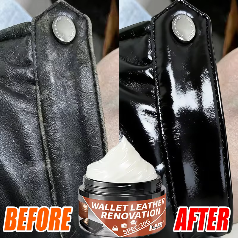 Crème Restauratrice pour Cuir KJM 30g - Portefeuille, Sac, Chaussures, Canapé, Réparation Facile, Brillance Longue Durée, Soin Universel du Cuir