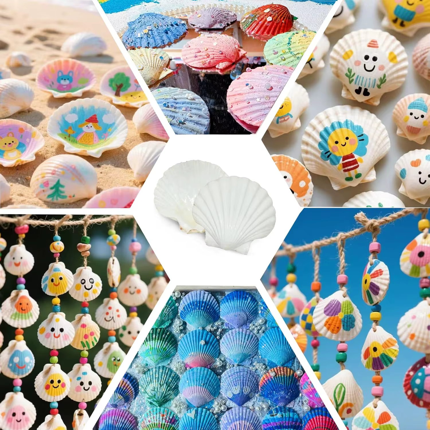 Coquilles de pétoncle naturelles 2.3 ''-3'', coquilles de mer blanches pour la fabrication artisanale, la peinture à la main, la fête sur le thème de l'océan et la décoration de la maison