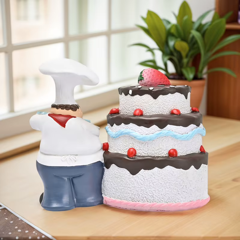 Statue de chef en crème, taille 12,8 cm/5,04 pouces, sculpture exquise, décoration d'intérieur, convient pour la chambre à coucher, le salon