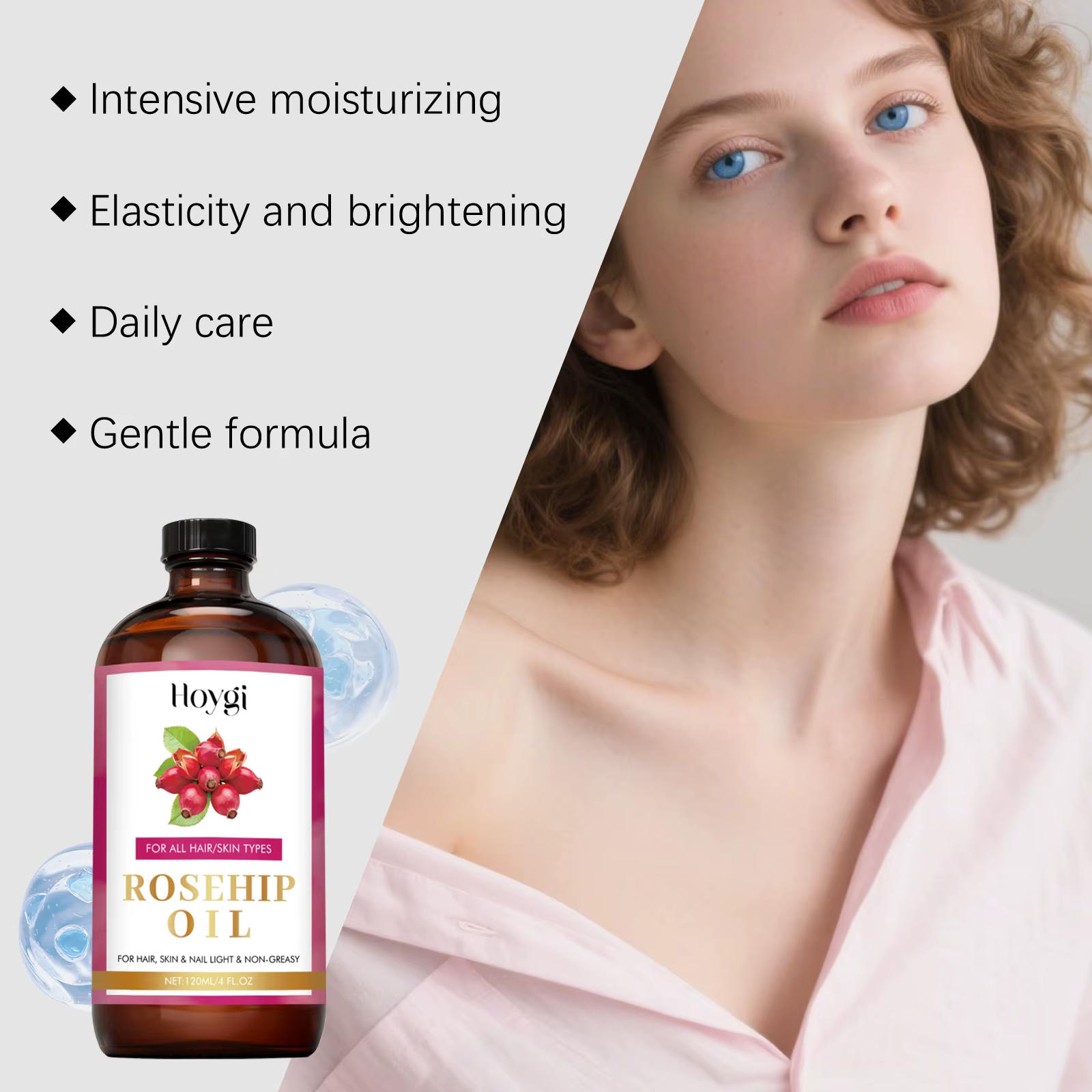 Sérum Traitant Anti-Âge à l'Huile Essentielle de Graines de Rose Musquée Naturelle, Raffermissant, Rafraîchissant, Lissant et Nourrissant pour la Peau, Huiles Essentielles pour le Corps