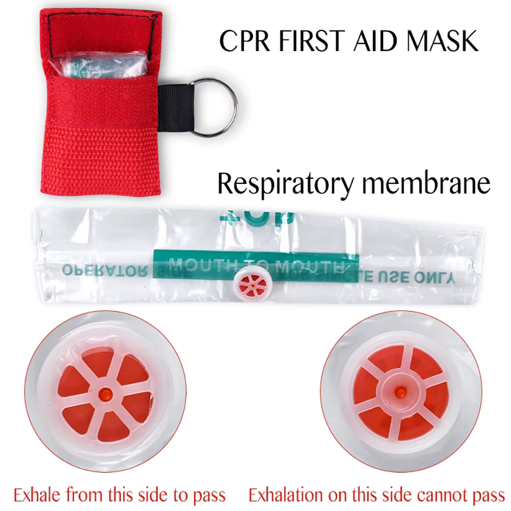 Masque de protection faciale CPR professionnel (1 à 10 pièces) – Outil de réanimation d'urgence avec porte-clés pour les premiers secours et le sauvetage en extérieur