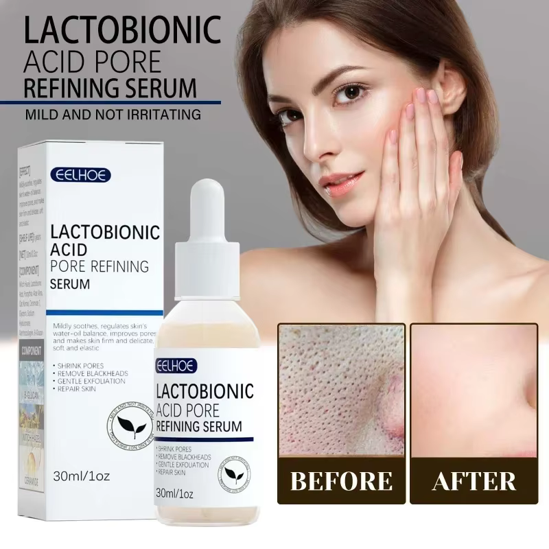 Acide lactobionique rétrécit les Pores sérum pour le visage estompe les ridules raffermissant nourrir Essence
