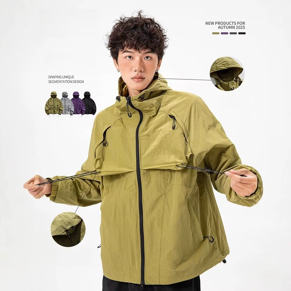 Veste d'extérieur légère : résistante à l'eau, résistante à l'abrasion et respectueuse de la peau, coupe décontractée pour la randonnée et les aventures quotidiennes unisexe