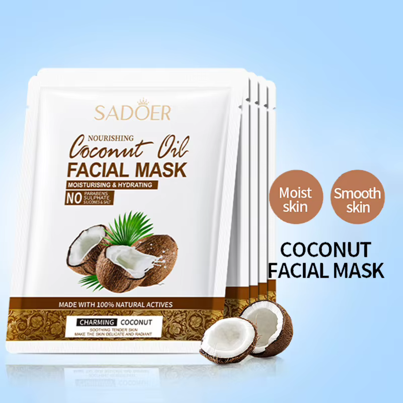 5 pièces SADOER noix de coco masque Facial soin du visage hydratant raffermissant