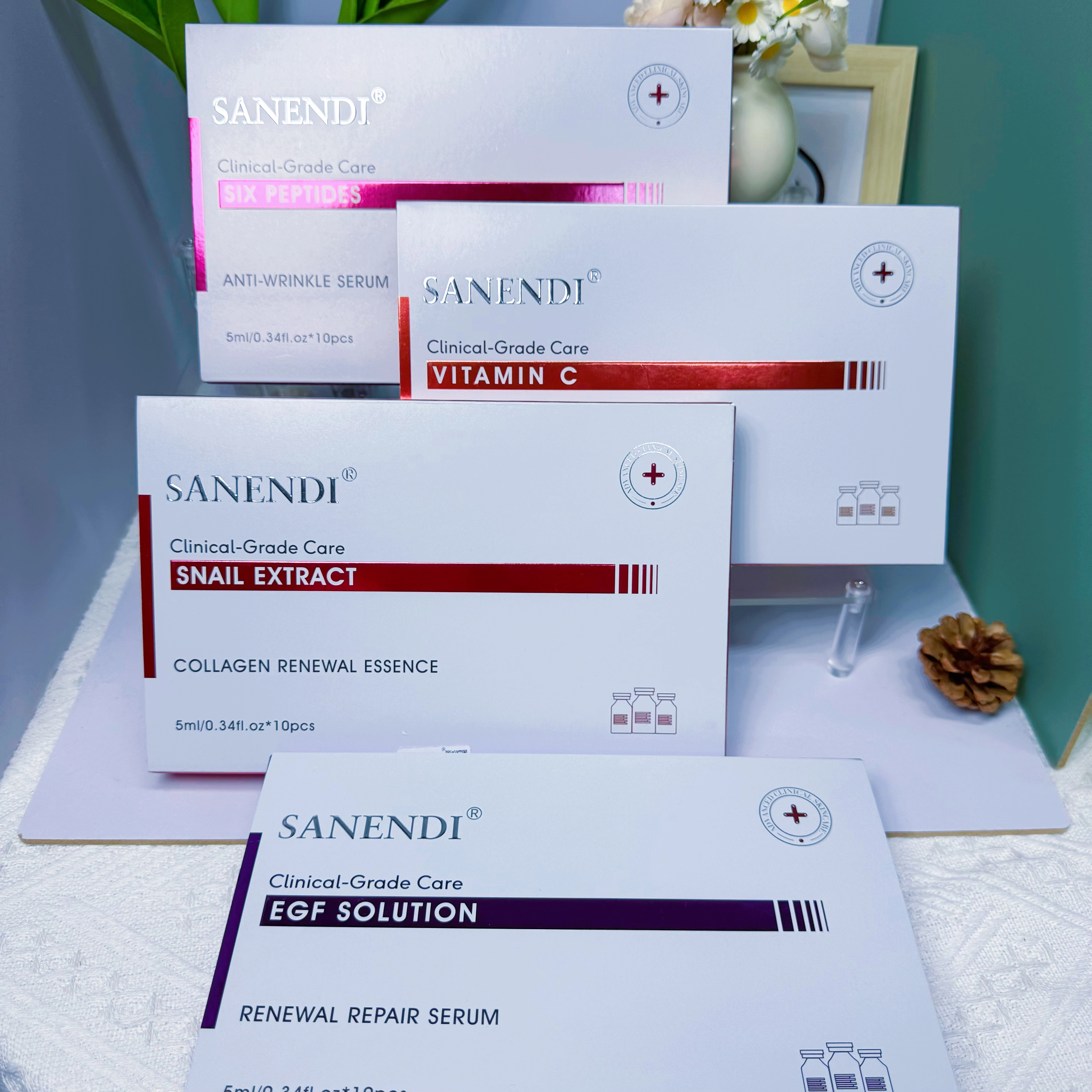 Ensemble d'essence de salon de soins du visage AQUA coréen de soin de la peau-acide hyaluronique et liquide d'essence de beauté hydratant et hydratant VC