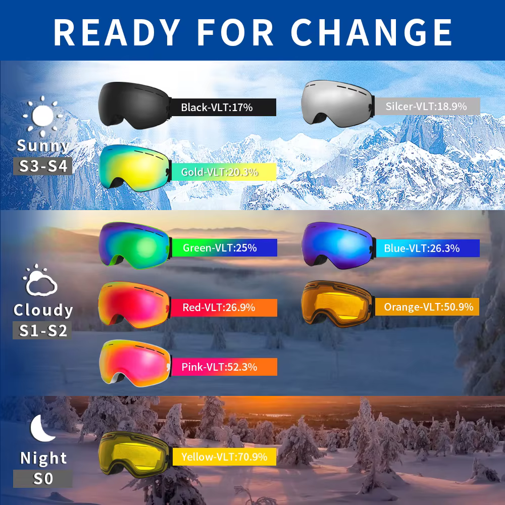 Lunettes de Ski Anti-buée Double couche UV400 grandes lunettes de Ski masque de Ski Snowboard hommes femmes lunettes de neige