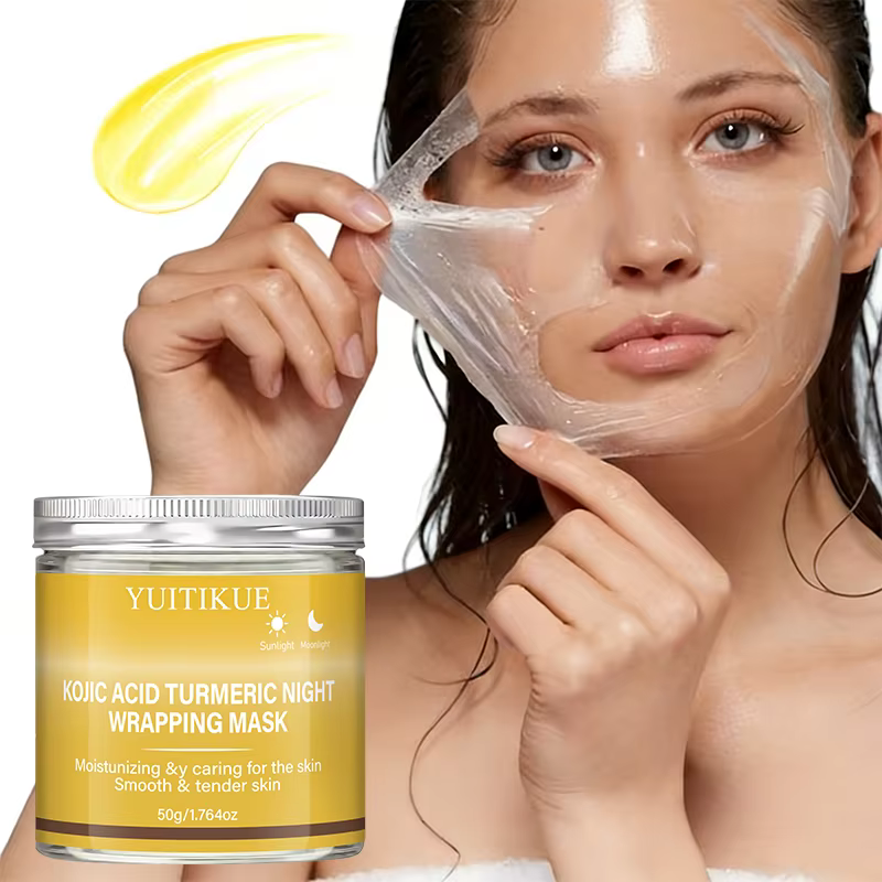 Masque de nuit hydratant et éclaircissant YUITIKUE à l'acide kojique et au curcuma pour une peau douce et lisse 50g