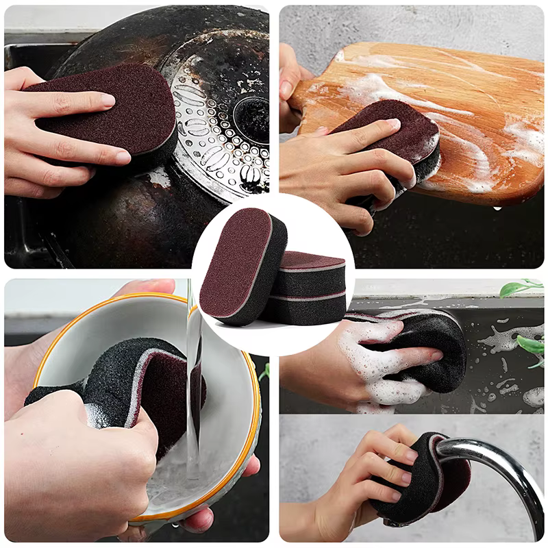 Gomme d'essuie-glace en éponge, 1 pièce, dissolvant de rouille, brosse, nettoyeur de Pot de vaisselle, détartrage émeri, Pots à frotter, Gadgets de nettoyage de cuisine