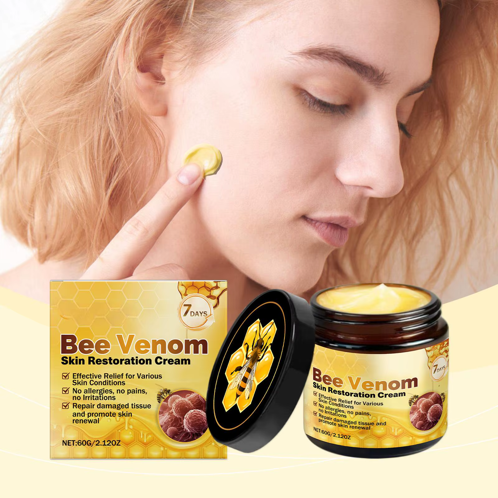 Crème de restauration de la peau au venin d'abeille