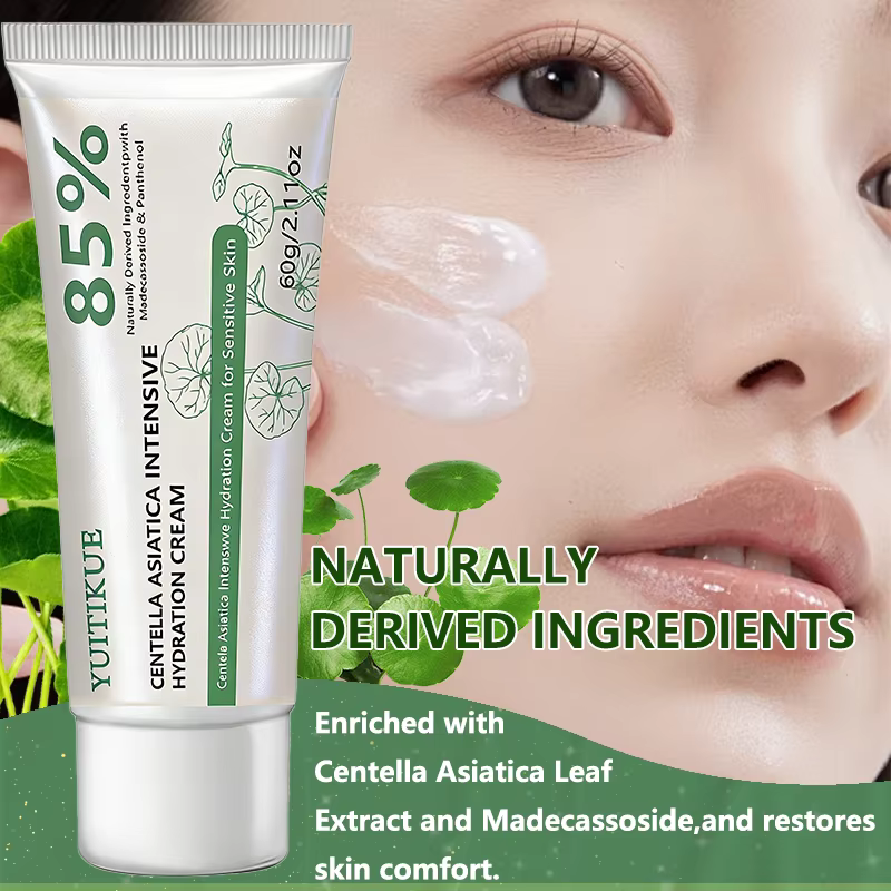 Crème hydratante intensive YUITIKUE à la Centella Asiatica 60g Formule 85% naturelle pour une hydratation intense et les peaux sensibles