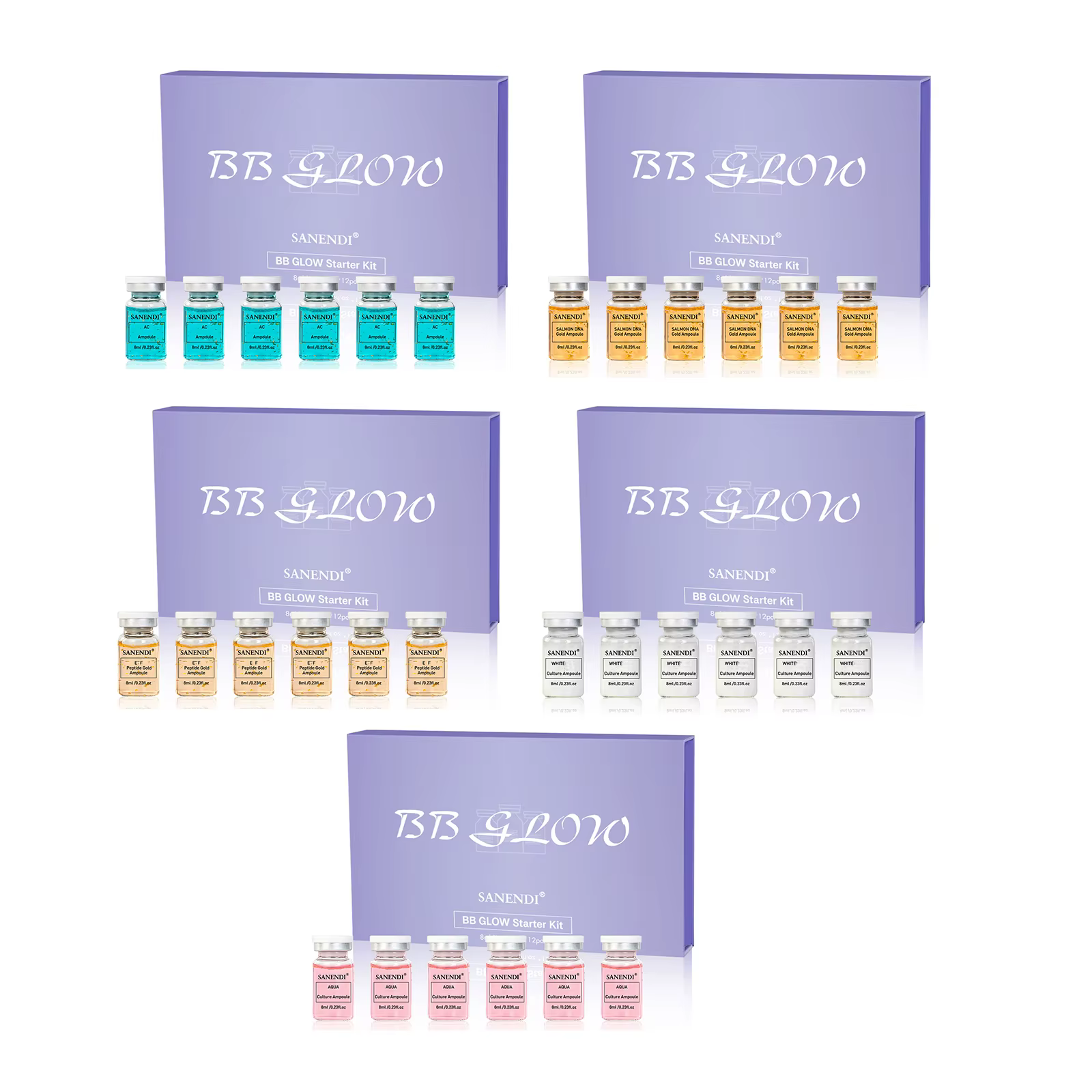 Sérum ADN de saumon 4/12 flacons BBGLOW AQUA Acide hyaluronique Essence de soin du visage Solution liquide hydratante SANENDI Soins de la peau coréens