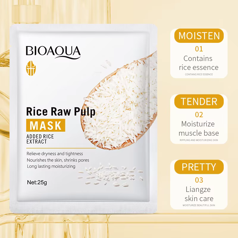 Masques faciaux en pulpe de riz BIOAQUA