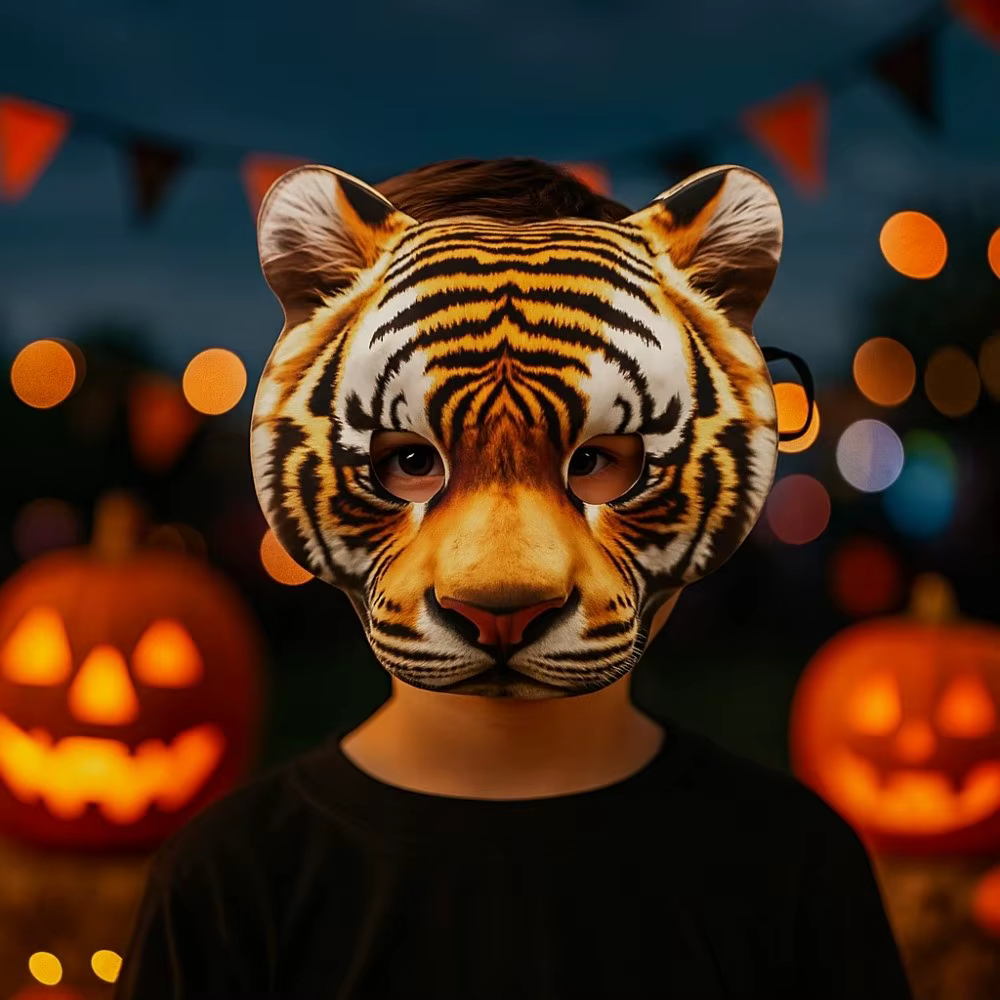Masque de loup-garou drôle d'halloween, accessoires de fête, tigre Husky EVA, sangle élastique, Cosplay, demi-masque unisexe