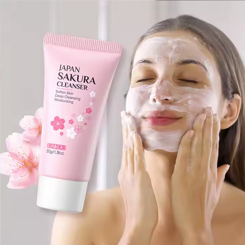 LAIKOU Sakura nettoyant doux nettoyage en profondeur contrôle de l'huile hydratant rétrécit les Pores visage soins de