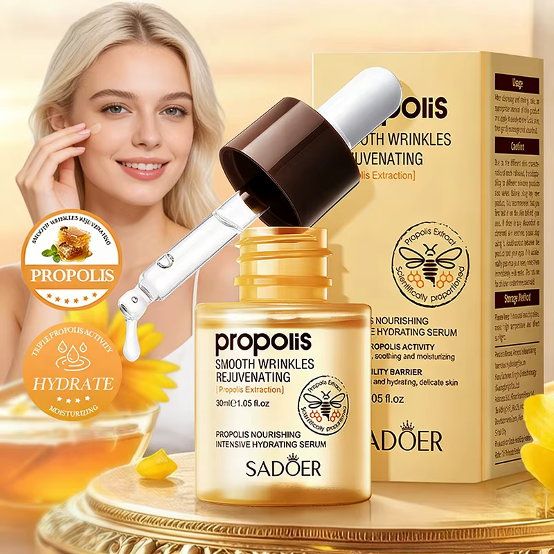 SADOER Sérum Visage à la Propolis Hydratant Anti-rides Nourrissant Anti-âge Éclaircissant Essence Faciale Produits de Soin de la Peau