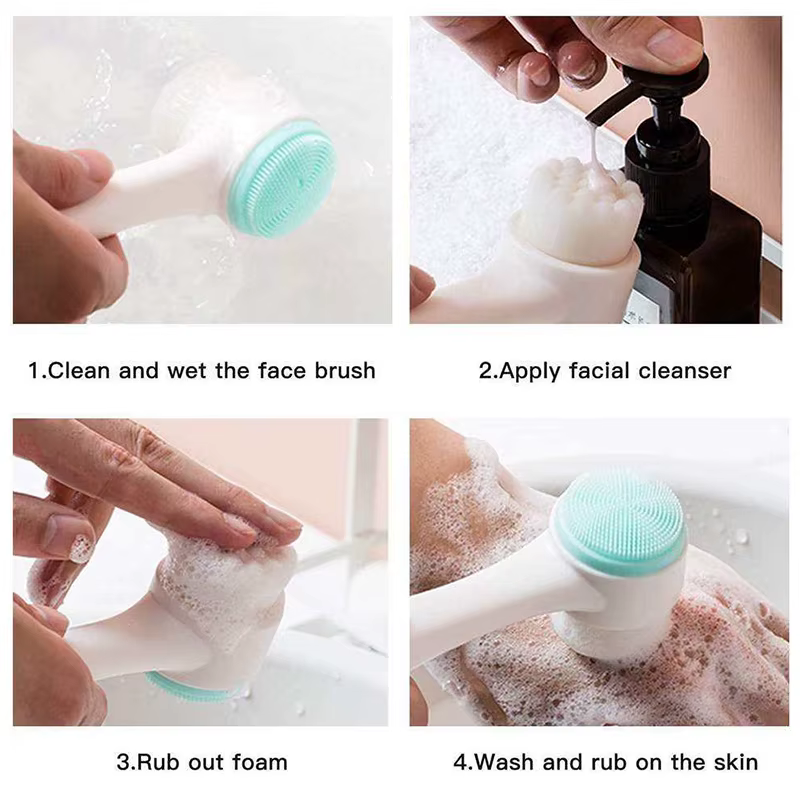 Brosse de nettoyage du visage Double Silicone 3D