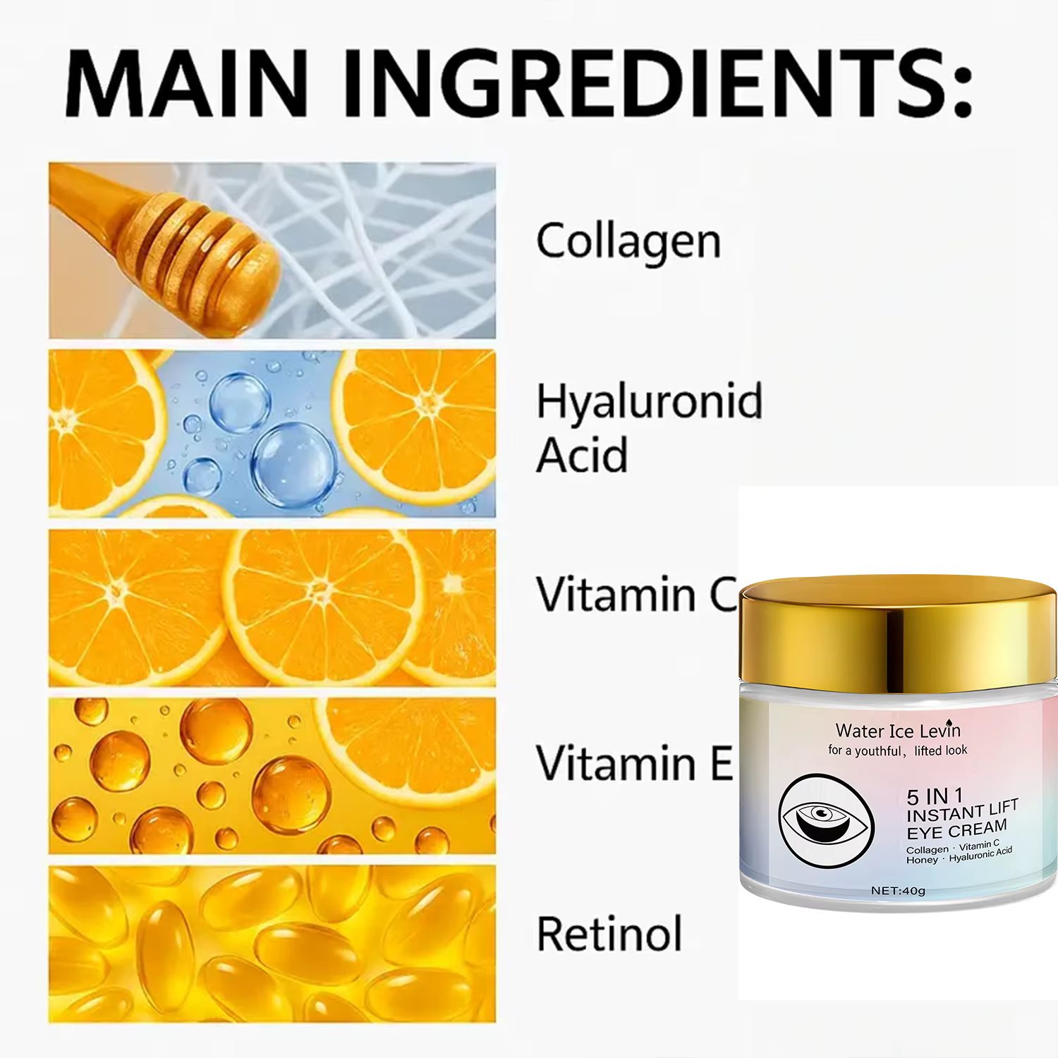 Crème pour les yeux, antioxydant éclaircissant aux vitamines