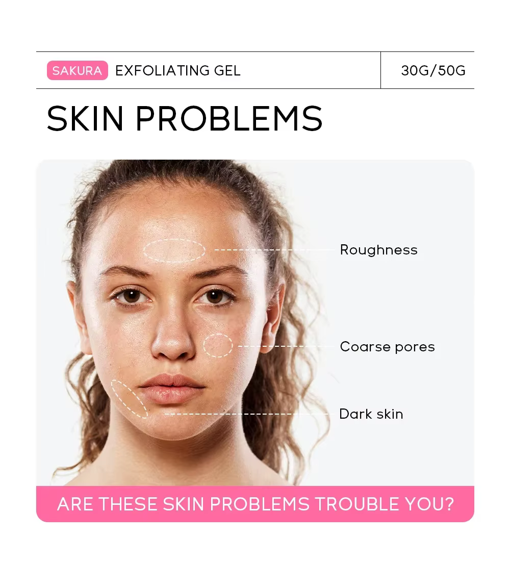 Sakura exfoliant Peeling Gel gommage pour le visage hydratant nourrissant réparation gommages crème