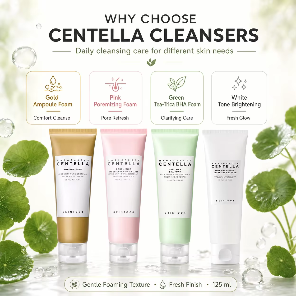 Mousse nettoyante profonde coréenne à la Centella pour minimiser les pores