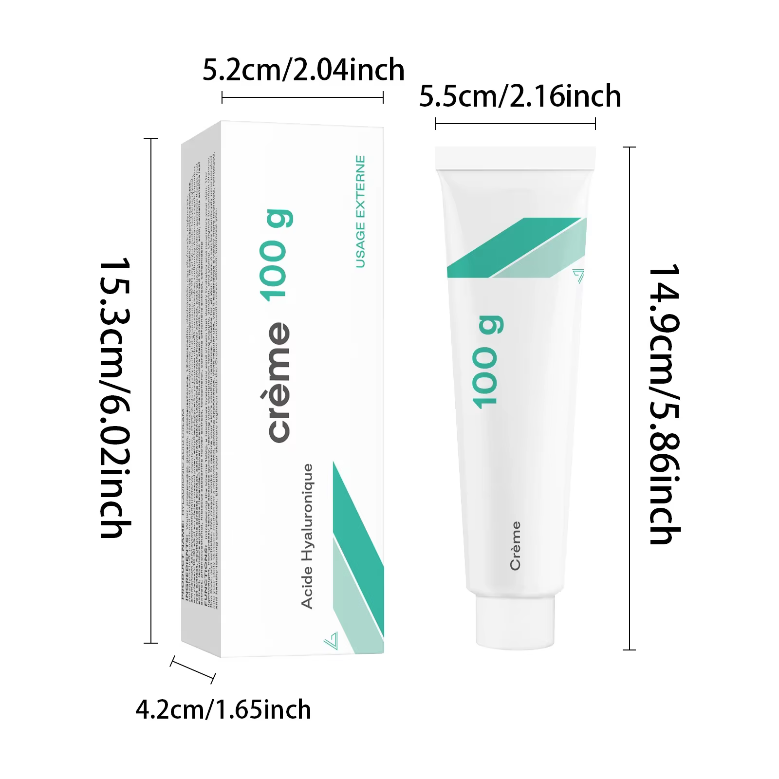 Crème à l'acide hyaluronique premium 100 g – Hydratation profonde