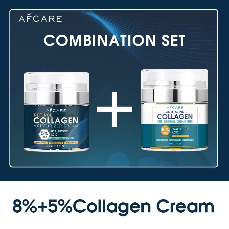 Crème pour le visage au collagène à 8% avec acide hyaluronique de haute qualité