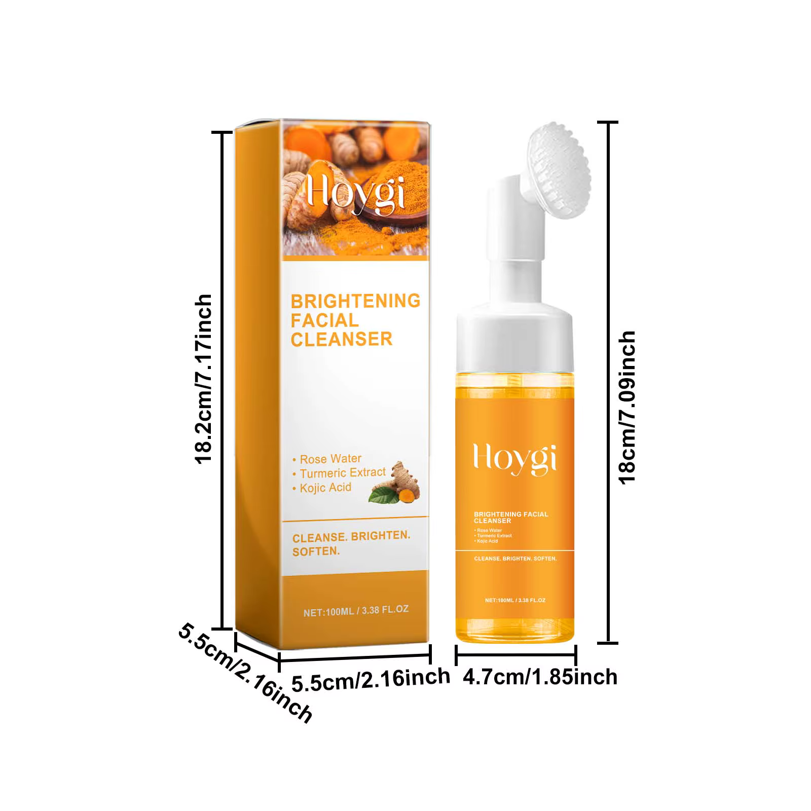 Nettoyant Visage au Curcuma Professionnel Moussant Doux & Lissant – Nettoyage Rapide Quotidien – Outil de Beauté Portable pour Tous Types de Peau