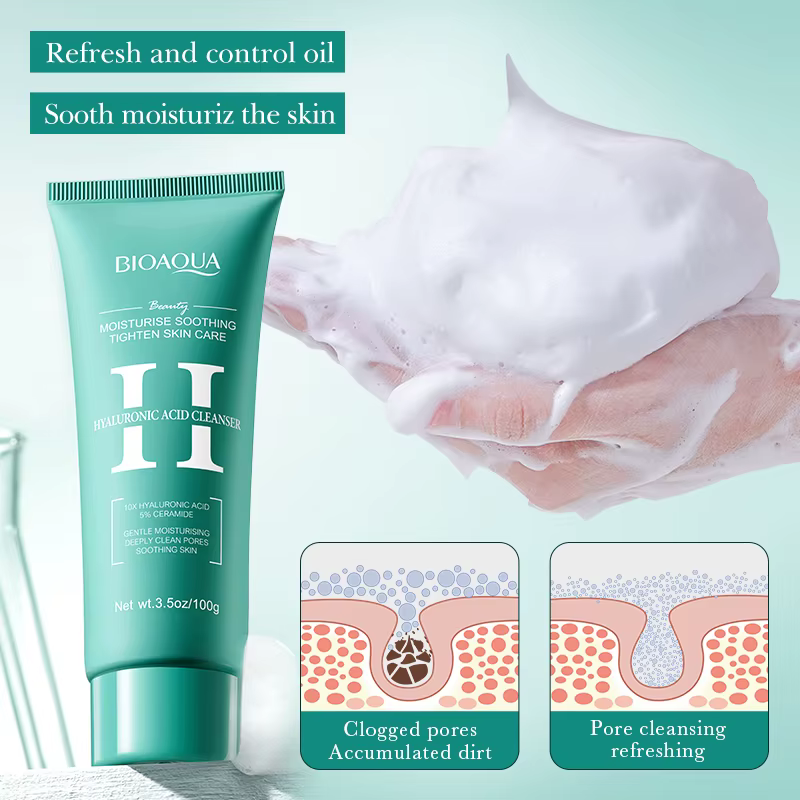 BIOAQUA nettoyant pour le visage à l'acide hyaluronique mousse de lavage