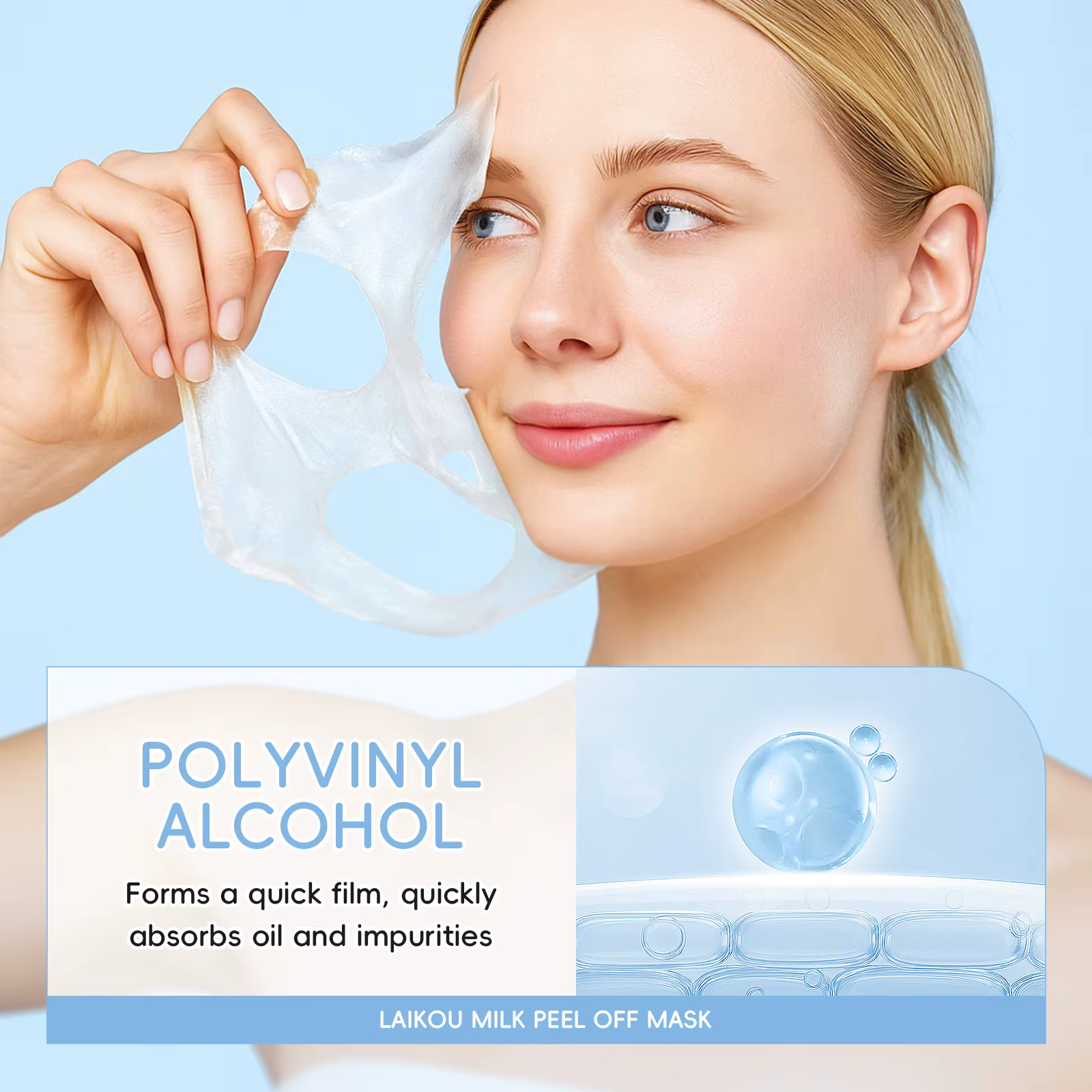 LAIKOU masque pelable au lait pour le traitement du visage nettoyage en profondeur élimination des points noirs raffermissement des pores éclaircissant