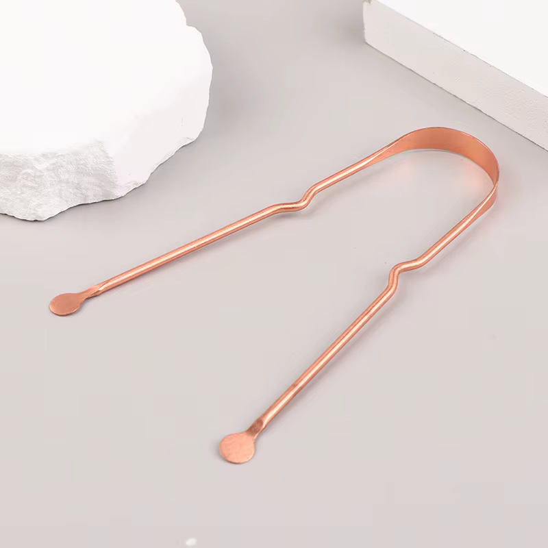 Grattoir à langue en cuivre pur, nettoyeur de langue en cuivre, grattoirs à langue portables, outils de nettoyage buccal