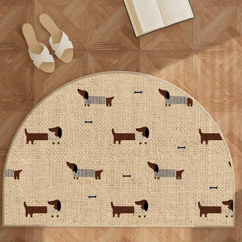 Paillasson demi-rond en jute antidérapant, tapis de bienvenue pour porte d'entrée, intérieur/extérieur, tapis décoratif écologique, tapis de sol rustique pour entrée