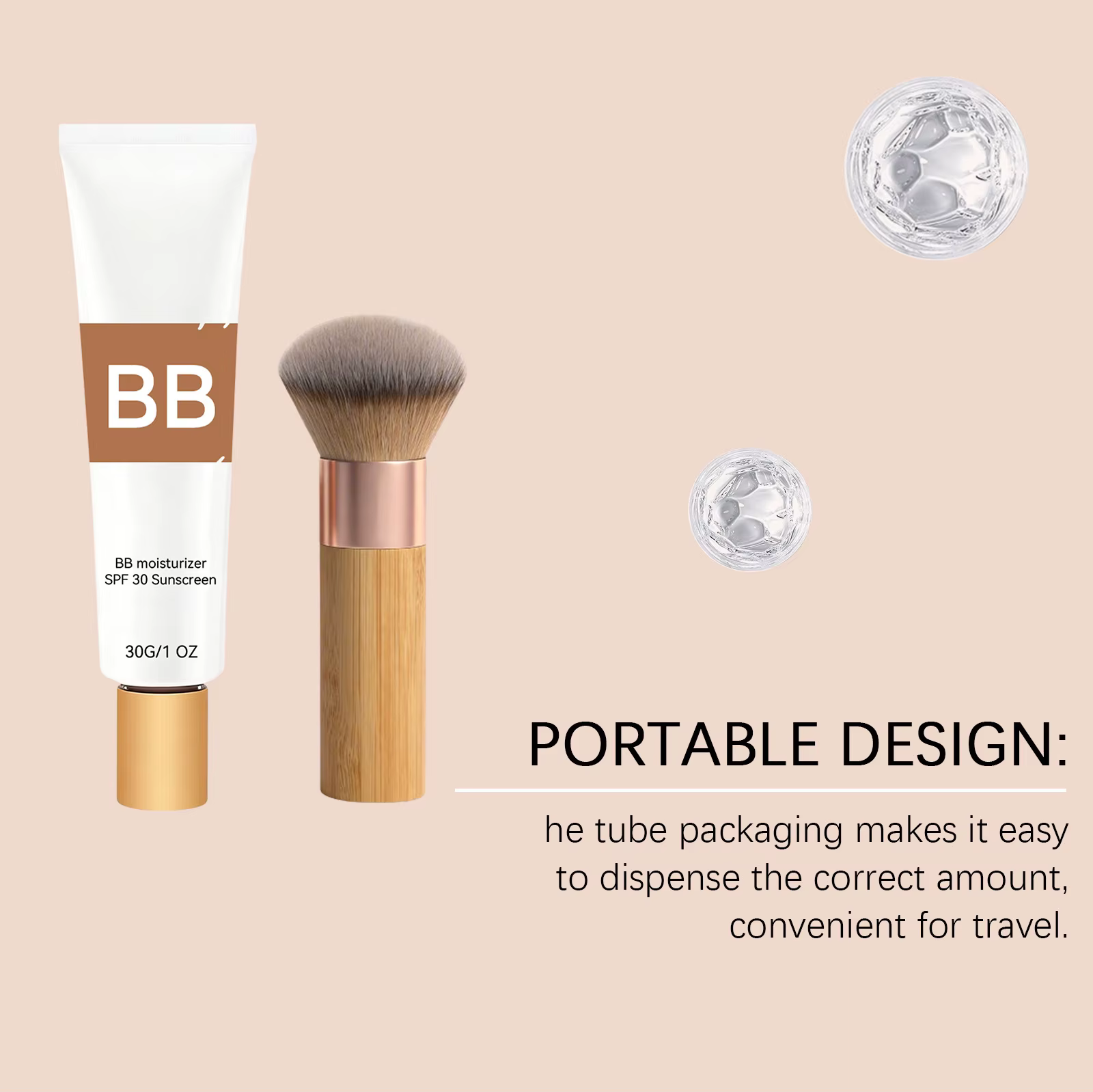 Crème BB Teintée Protection Solaire SPF 30++ Couvrance Totale Pores Invisibles Anti-Acné Éclaircissant Maquillage Nude Kit Fond de Teint Visage Waterproof