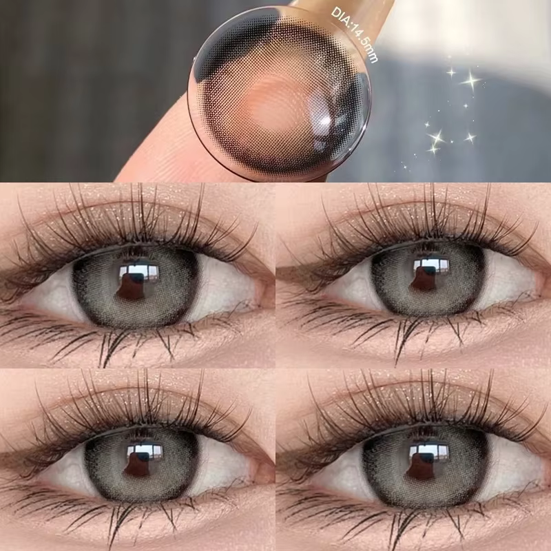 Lentilles de contact de couleur pour les yeux jaune naturel noir myopie lentilles colorées doux 1 paire de contacts colorés pour gros yeux avec dioptries