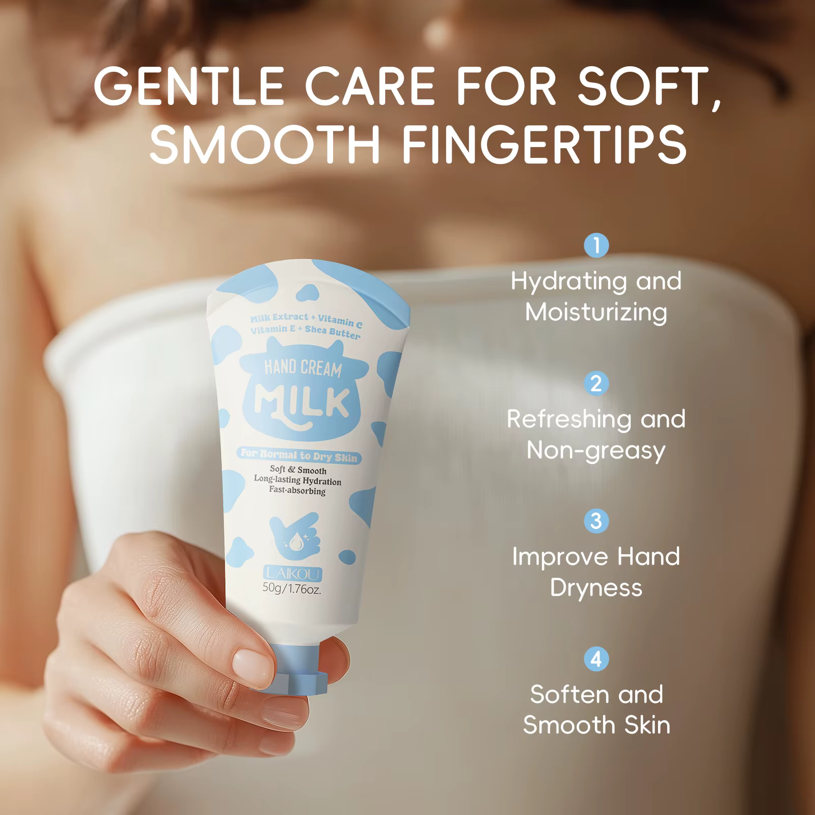 LAIKOU lait crème pour les mains hydratation intensive absorption rapide lissage réparation peau sèche craquelée vitamine C enrichi