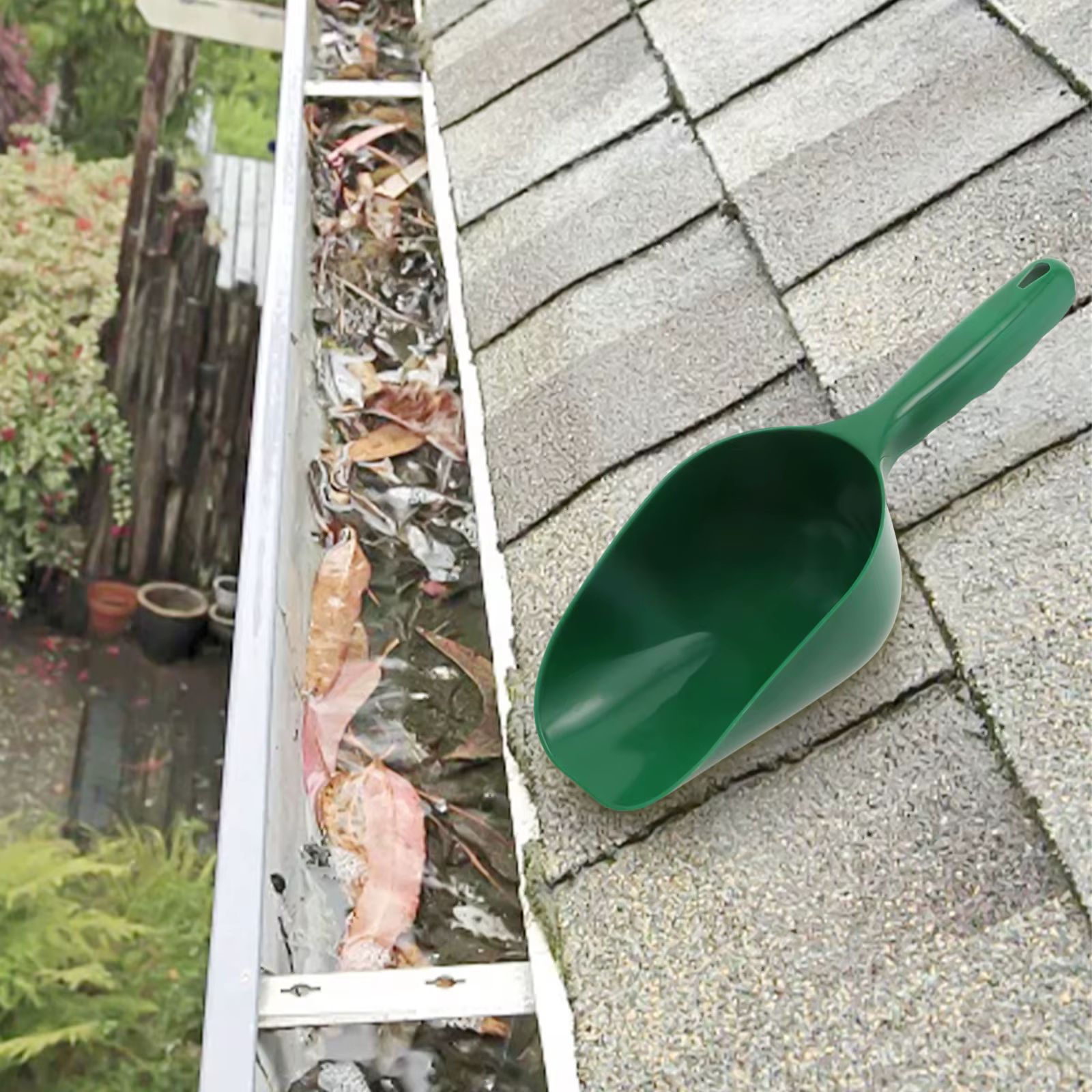 1 X cuillère de nettoyage de gouttière, outil de nettoyage de toit, grande capacité, pelle de gouttière de toit, cuillère de nettoyage de feuilles de jardin, pelle à avant-toit