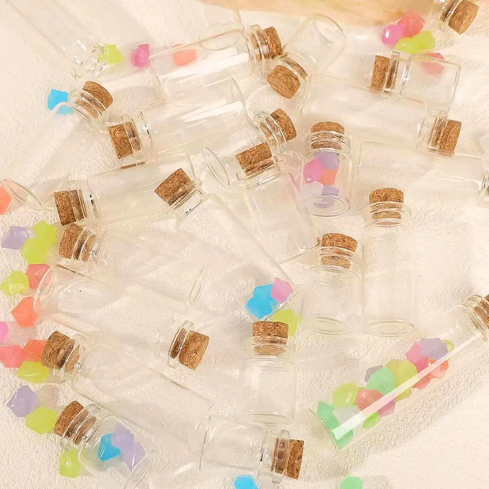 Bouteilles en verre avec bouchon en liège, 20/10 pièces, bricolage, cadeau d'anniversaire, Message vide Transparent, bouteille de souhait, décor de fête de mariage et de noël